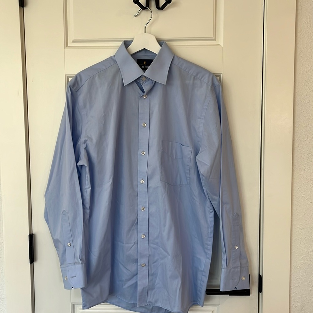 Stafford Light Blue Long Sleeve Button Down Men’s Fitted 15 1/2 32/33